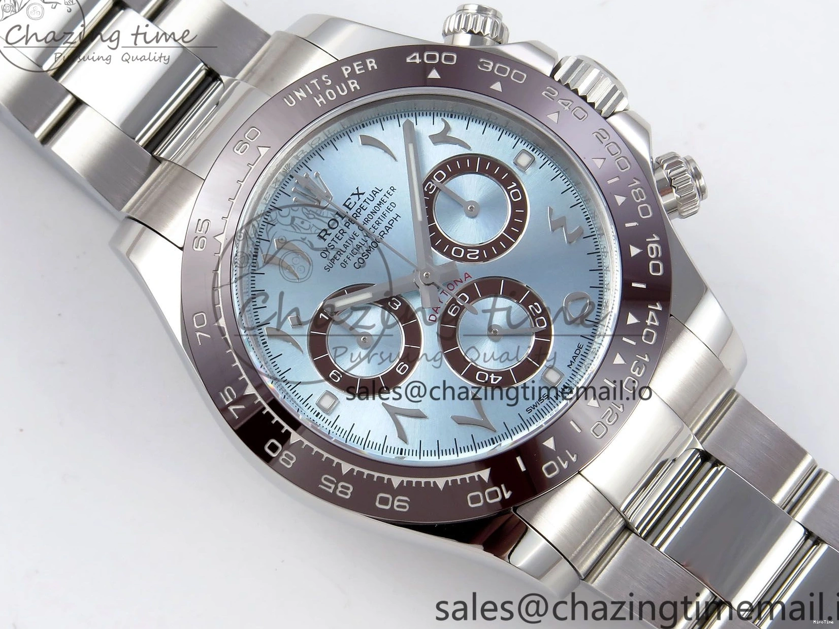 MiroTime 0216 Daytona 116506 Clean 1:1 Best Edition Ice Blue Dial Arabic Markers on SS Bracelet SA4130 V EasyCare 1344